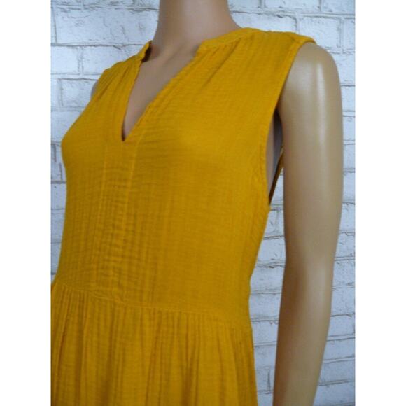 Michael Stars Amber Yellow Cotton Gauze Tiered Daisy Dress Medium NEW - Picture 6 of 9